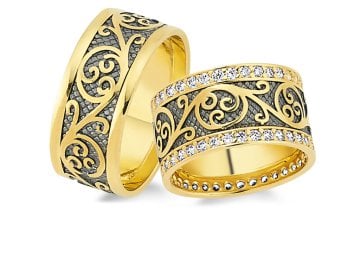 Osmanlı Motif Çiçek Sarmalı El İşi Alyans