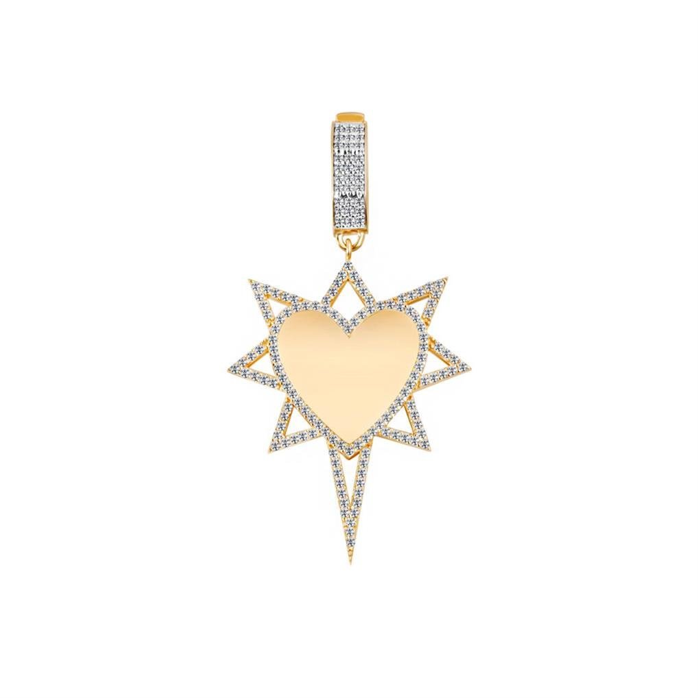 14 Ayar Altın Kalp Kuzey Yıldızı Charm