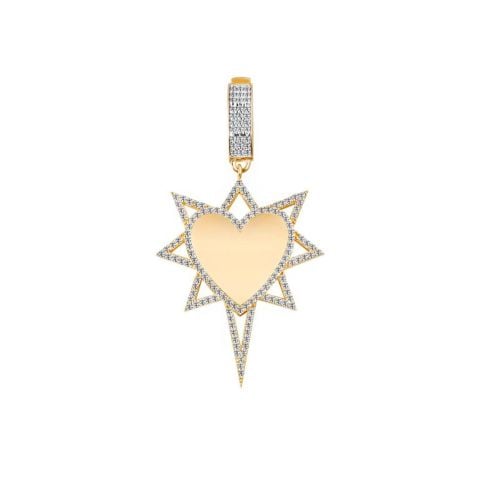 14 Ayar Altın Kalp Kuzey Yıldızı Charm