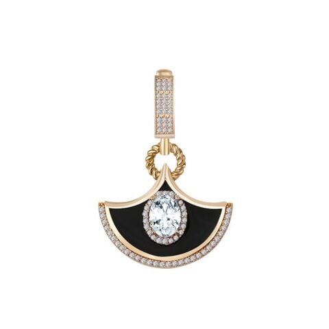 14 Ayar Altın Siyah Taşlı Charm