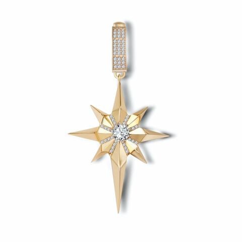14 Ayar Altın Taşlı Kuzey Yıldızı Charm