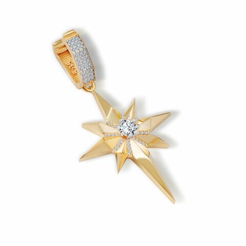 14 Ayar Altın Taşlı Kuzey Yıldızı Charm